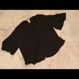 Black flowing crop top